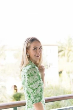 M Donohue Collection Liz White Rattan Ball Earrings