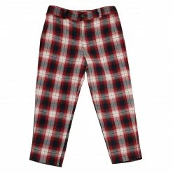 Busy Bees For Kids Alex Boys Flat Front Pant, Red Plaid