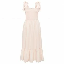 EPHEMERA Bow Tie Midi Dress, Blush