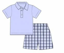 Ann + Reeves Boys Plaid Collection - Blue Corey Set 6 Ann + Reeves Boys Plaid Collection - Blue Corey Set