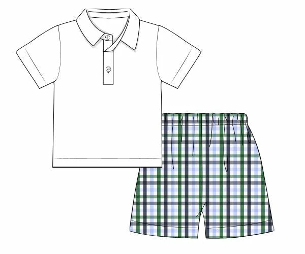Ann + Reeves WEAR Boys Plaid Collection, Green Corey Set 3 Ann + Reeves WEAR Boys Plaid Collection, Green Corey Set
