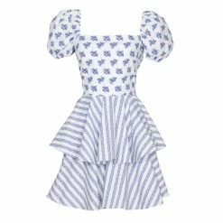 Caroline Constas Louisa Dress, Blue Toile Spot Wear