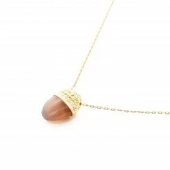 Campbell + Charlotte Found Cap Pendant Necklace - Brown Moonstone & Brown Diamond