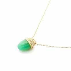 Campbell + Charlotte Found Cap Pendant Necklace - Chrysoprase & Diamond Wear