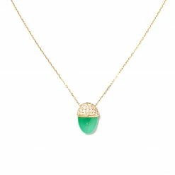 Campbell + Charlotte Found Cap Pendant Necklace - Chrysoprase & Diamond Wear