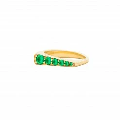 Campbell + Charlotte The Edge Tapered Stacking Ring - Emerald
