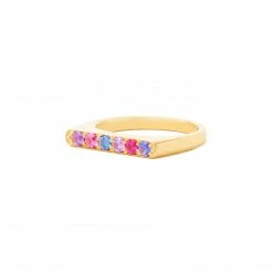 Campbell + Charlotte The Edge Straight Stacking Ring - Multi Color Sapphire