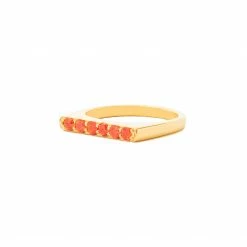 Campbell + Charlotte The Edge Straight Stacking Ring - Orange Sapphire Wear