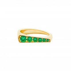 Campbell + Charlotte The Edge Tapered Stacking Ring - Emerald