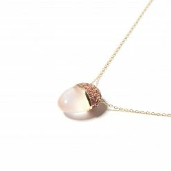Campbell + Charlotte Found Cap Pendant Necklace - Pink Sapphires & Rose Quartz Wear