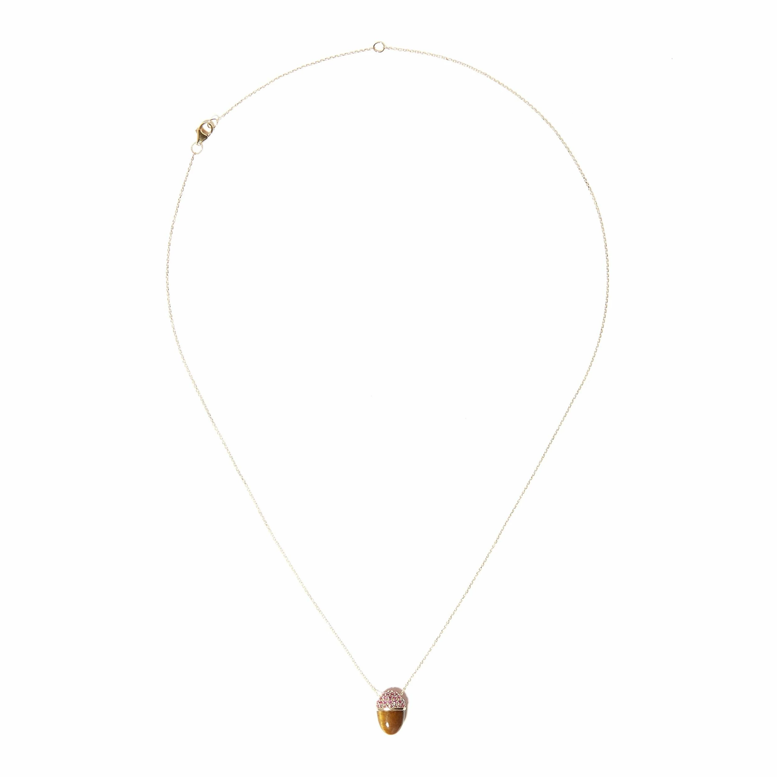 Campbell + Charlotte Found Cap Pendant Necklace - Tiger's Eye & Ruby Wear 3 Campbell + Charlotte Found Cap Pendant Necklace - Tiger's Eye & Ruby Wear