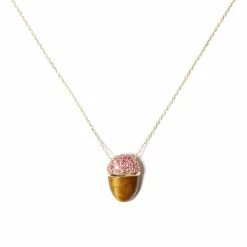 Campbell + Charlotte Found Cap Pendant Necklace - Tiger's Eye & Ruby Wear