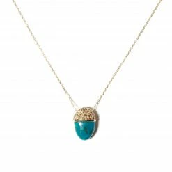 Campbell + Charlotte Wear Found Cap Pendant Necklace - Chrysocolla & Brown Diamond