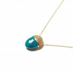 Campbell + Charlotte Wear Found Cap Pendant Necklace - Chrysocolla & Brown Diamond