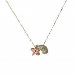 Campbell + Charlotte JuJu Shooting Star Charm Necklace - Pink & Blue
