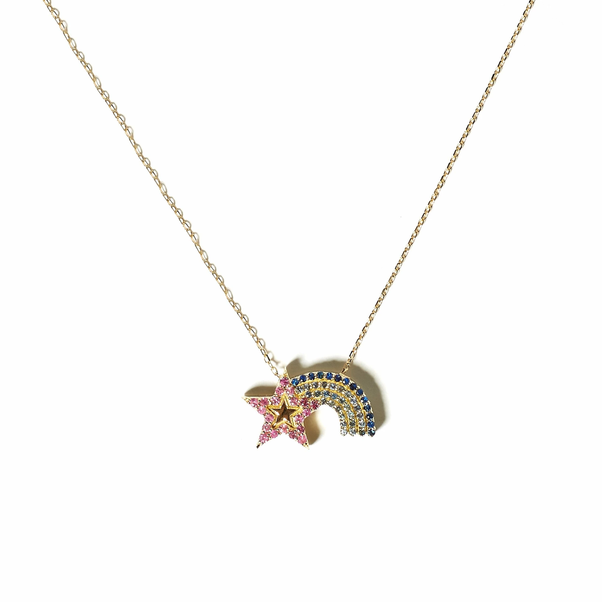Campbell + Charlotte JuJu Shooting Star Charm Necklace - Pink & Blue 2 Campbell + Charlotte JuJu Shooting Star Charm Necklace - Pink & Blue