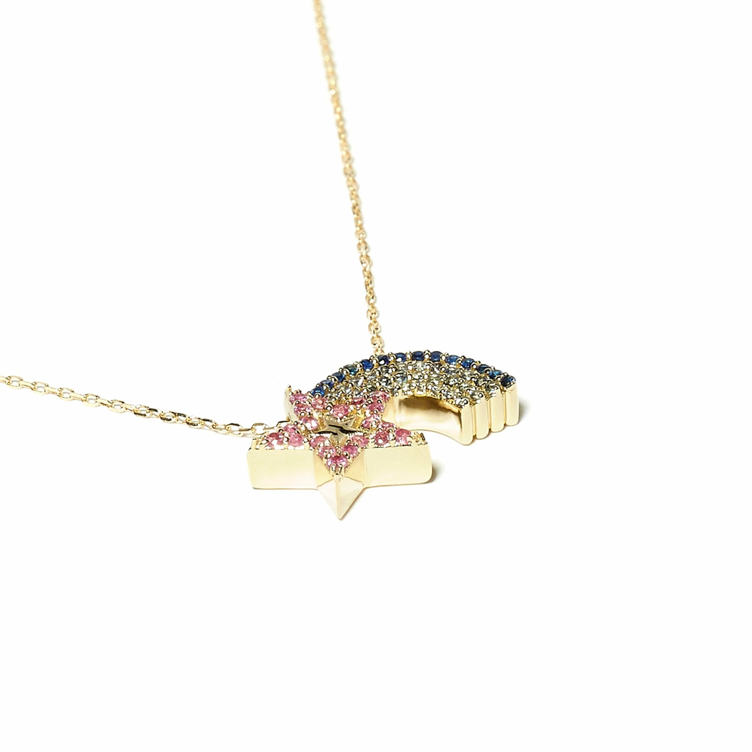 Campbell + Charlotte JuJu Shooting Star Charm Necklace - Pink & Blue 5 Campbell + Charlotte JuJu Shooting Star Charm Necklace - Pink & Blue