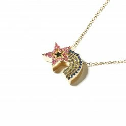 Campbell + Charlotte JuJu Shooting Star Charm Necklace - Pink & Blue