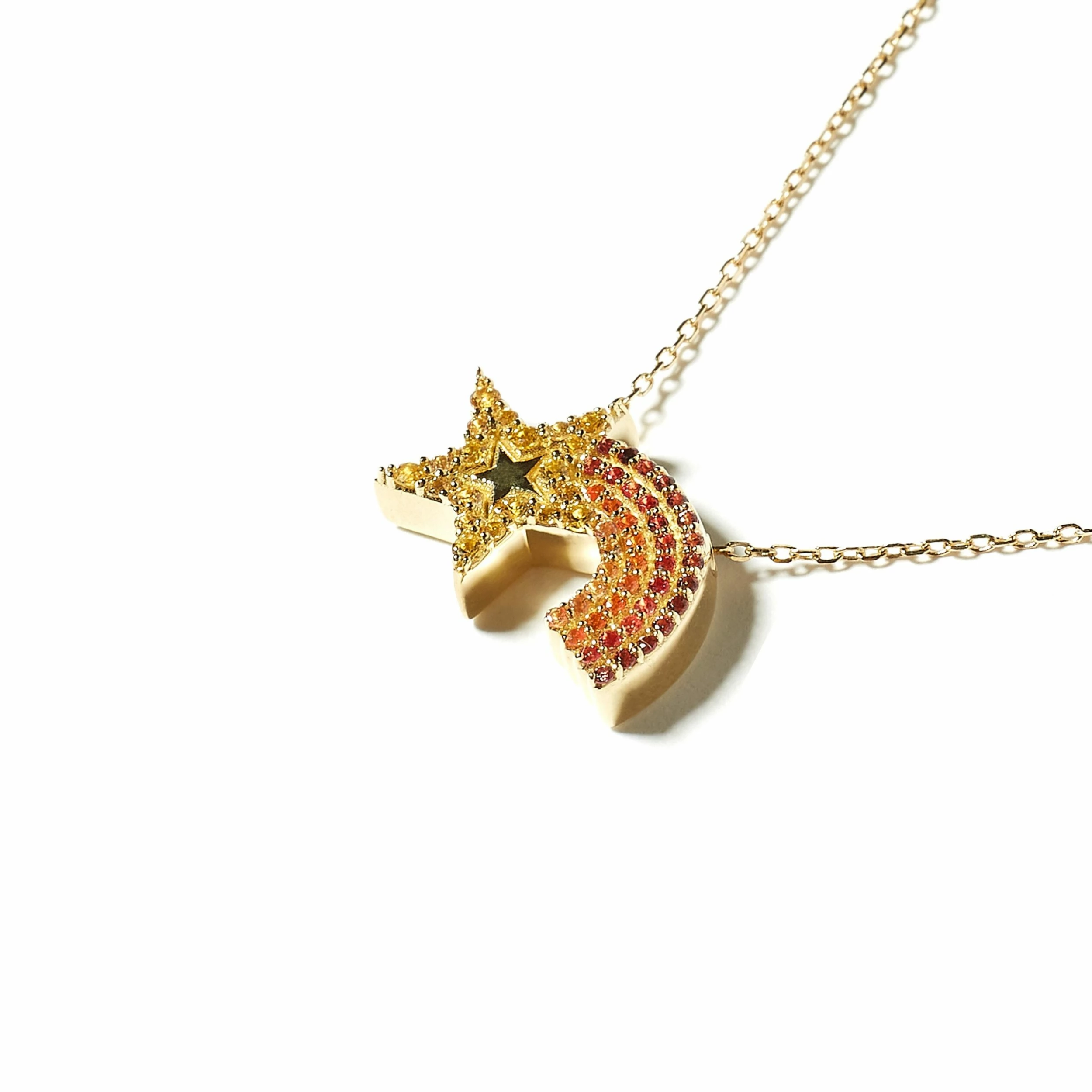 Campbell + Charlotte JuJu Shooting Star Charm Necklace - Orange Wear 1 Campbell + Charlotte JuJu Shooting Star Charm Necklace - Orange Wear