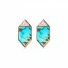 Campbell + Charlotte Wear Found Hexagon Stud Earrings - Turquoise, Pink Sapphire & Diamond