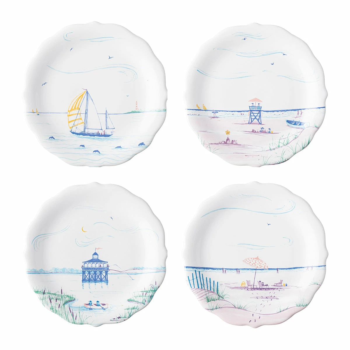 Juliska Country Estate Seaside Party Plates, Assorted Set/4 Live 1 Juliska Country Estate Seaside Party Plates, Assorted Set/4 Live