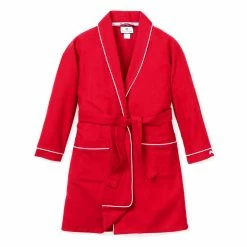 Petite Plume Red Flannel Robe With White Piping