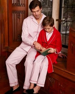 Petite Plume Red Flannel Robe With White Piping 6 Petite Plume Red Flannel Robe With White Piping