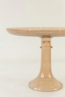 Estelle Colored Glass Live Cake Stand, Amber Smoke