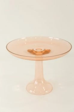Estelle Colored Glass Live Cake Stand, Blush Pink