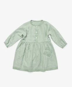 Oso & Me Cecil Dress, Green Herringbone For Kids