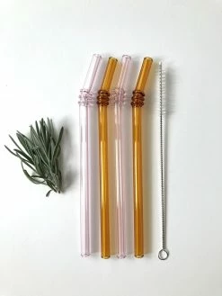 Brook Drabot Live Glass Style Straws, Pink X Yellow