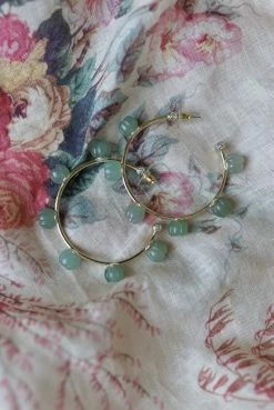 Nicola Bathie Embellished Jade Hoops Wear