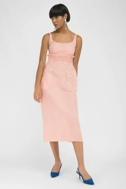 Fanm Mon Faralya Peach Linen Midi Dress