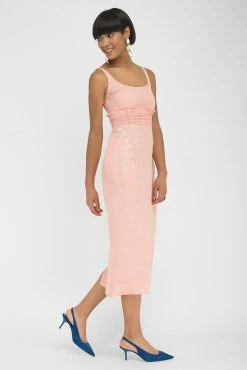 Fanm Mon Faralya Peach Linen Midi Dress