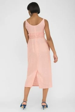 Fanm Mon Faralya Peach Linen Midi Dress 5 Fanm Mon Faralya Peach Linen Midi Dress