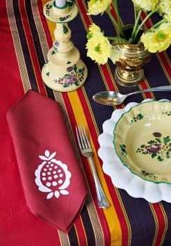 Elizabeth Lake Pomegranate Dinner Napkins Cranberry, Set Of 2