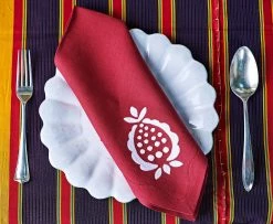 Elizabeth Lake Pomegranate Dinner Napkins Cranberry, Set Of 2