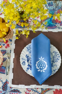 Elizabeth Lake Pomegranate Dinner Napkins French Blue, Set Of 2