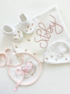 Hibiscus Linens Bundle Of Love Set, Baby Girl Gift 13 Hibiscus Linens Bundle Of Love Set, Baby Girl Gift