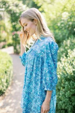 Beverly Drive Cotton Lawn Mini Day Gown, Azure