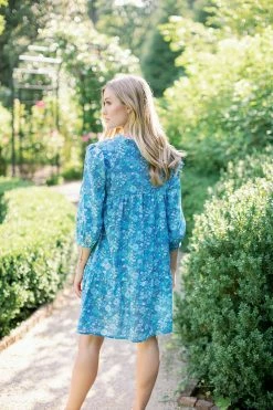 Beverly Drive Cotton Lawn Mini Day Gown, Azure