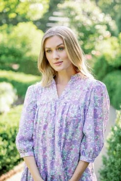 Beverly Drive Cotton Lawn Mini Day Gown In Heather