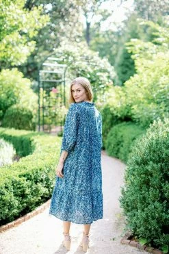 Beverly Drive Cotton Lawn Midi Day Gown, Bluebell