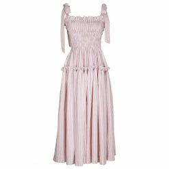 En Saison Wear Ida Smocked Midi Dress, Pink