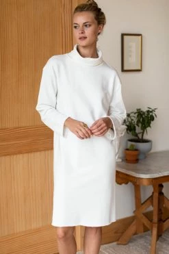 Emerson Fry Wear Raw Edge Turtleneck Dress, White