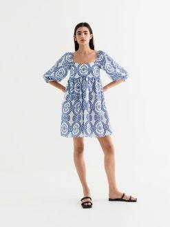 Borgo De Nor Eta Broderie Anglaise Mini Dress, Blue