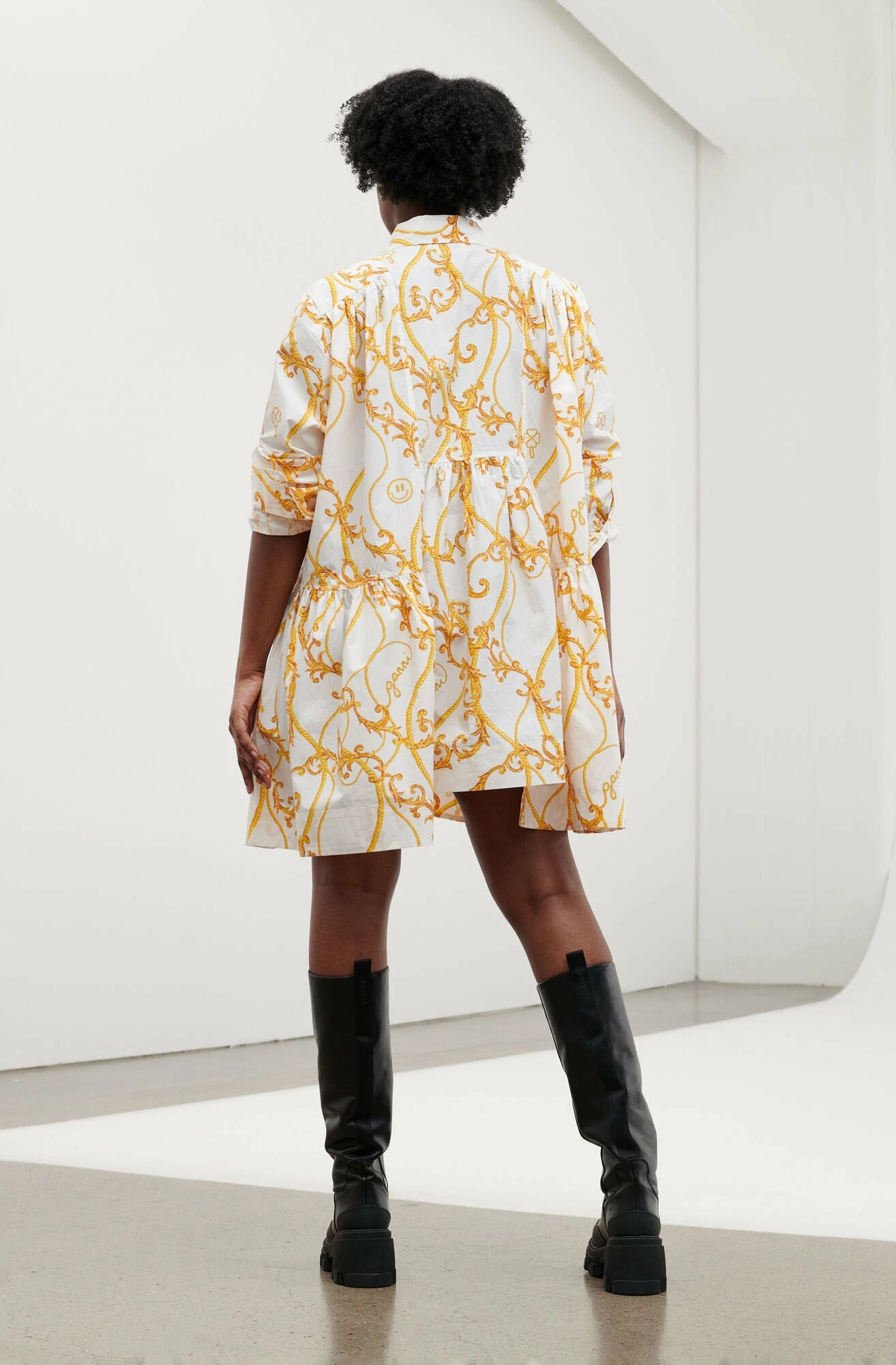 Ganni Gathered Mini Shirt Dress Wear 3 Ganni Gathered Mini Shirt Dress Wear