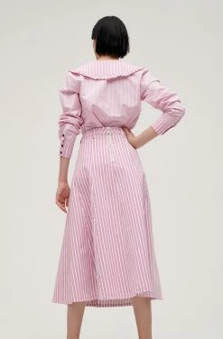 Ganni V-neck Frill Collar Wide Shirt, Moonlight Mauve Wear