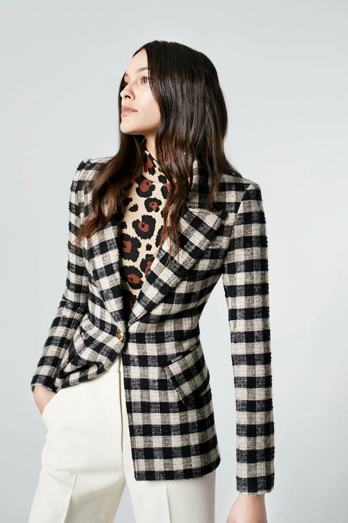 SMYTHE Lounge Blazer, Black/Stone Check 2 SMYTHE Lounge Blazer, Black/Stone Check