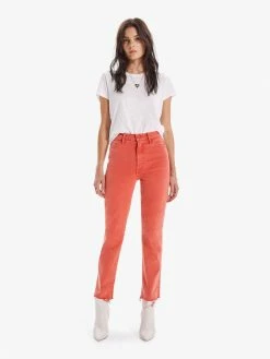 MOTHER The Swooner Rascal Ankle Fray, Flame Scarlett